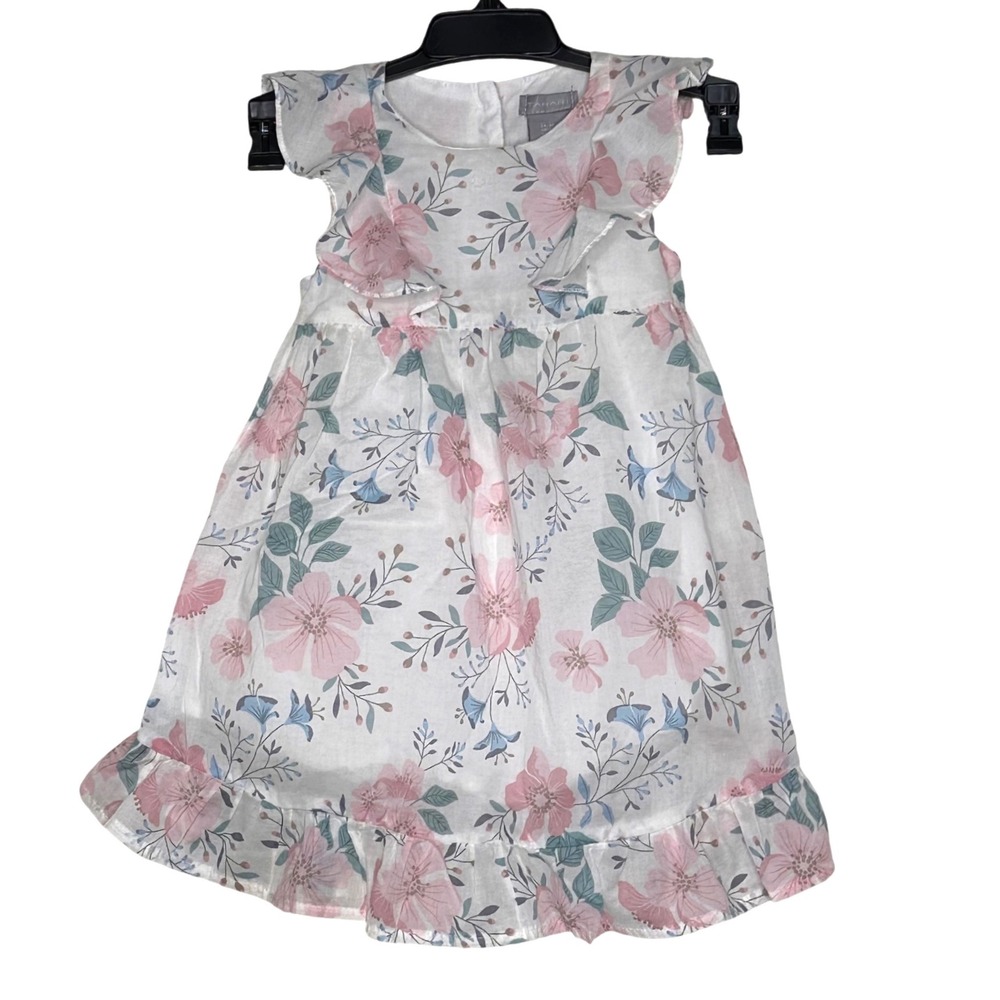Tahari 3T Floral Ruffle Dress Pink Blue‎ White Girls Sleeveless Cute